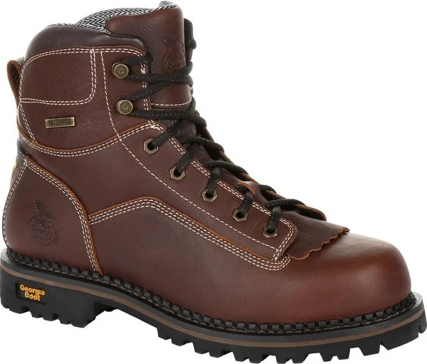 Men's Georgia Boot AMP LT Logger Low Heel Waterproof Work Boot Size