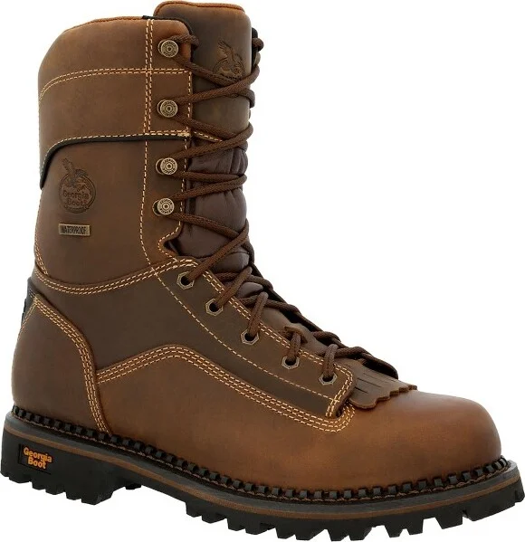 Men's Georgia Boot AMP LT Low Heel Logger Composite Toe Waterproof Work Boot Size 9.5(Wide)