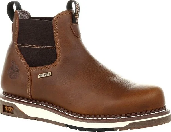Men's Georgia Boot AMP LT Wedge Steel Toe Waterproof Chelsea Work Boot Size
