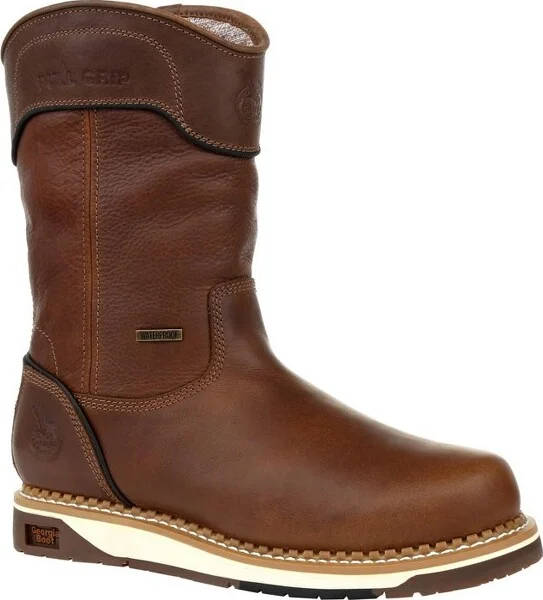 Men's Georgia Boot AMP LT Wedge Waterproof Pull On Work Boot Size 9(Wide)