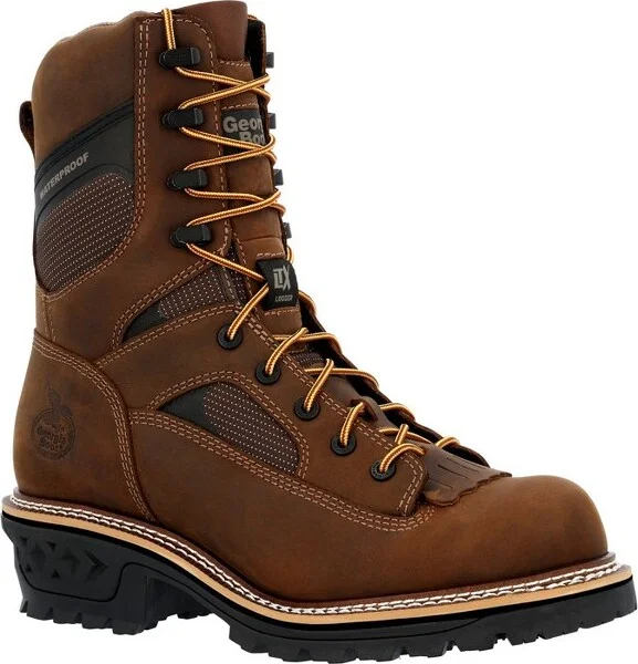 Men's Georgia Boot LTX Logger Composite Toe Waterproof Work Boot Size 9(Wide)