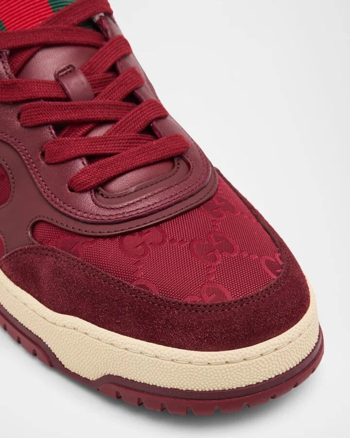 Men's GG Canvas and Leather Tongue-Web Fashion Sneakers - Image 3