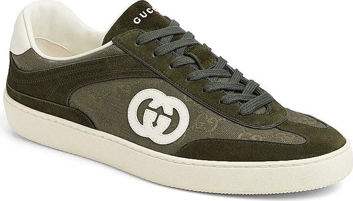 Men's GG Suede & Canvas Low-Top Sneakers - Black - Size 6 - Image 6