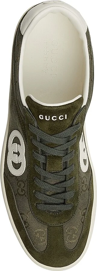 Men's GG Suede & Canvas Low-Top Sneakers - Black - Size 6 - Image 8