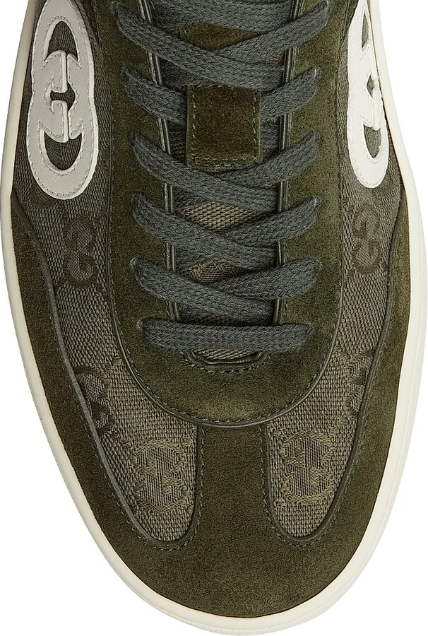 Men's GG Suede & Canvas Low-Top Sneakers - Black - Size 6 - Image 9