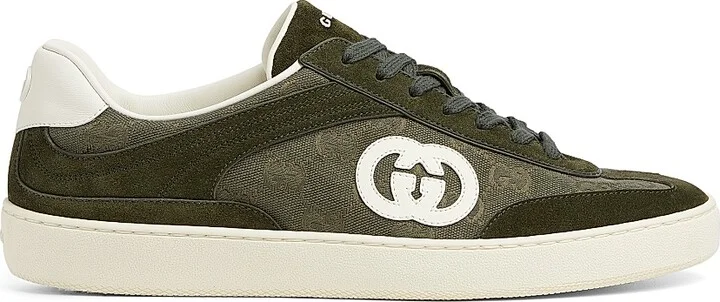 Men's GG Suede & Canvas Low-Top Sneakers - Black - Size 6 - Image 10