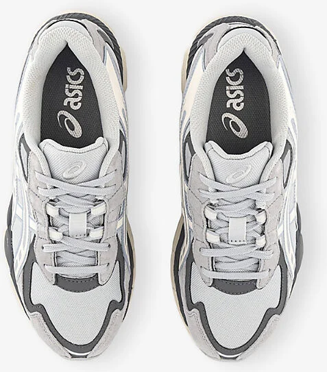 Mens Glacier Grey Cream Gel-Nyc 2055 Mesh and Faux-Leather Low-Top Trainers 4 - Image 2