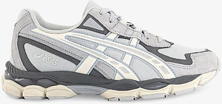Mens Glacier Grey Cream Gel-Nyc 2055 Mesh and Faux-Leather Low-Top Trainers 4