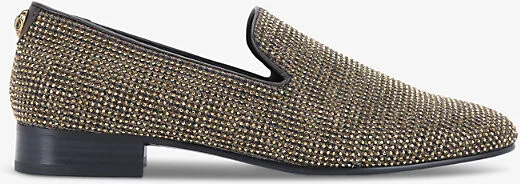 Mens Gold Ace Crystal-Embellished Flat Woven Loafers Eur 42 / 8 Uk Men