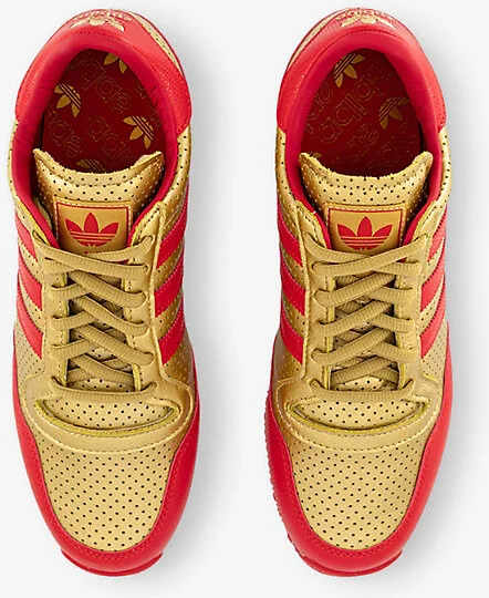 Mens Gold Metallic Red Off Wh Galaxy Og Metallic Faux-Leather Low-Top Trainers 6.5 - Image 2