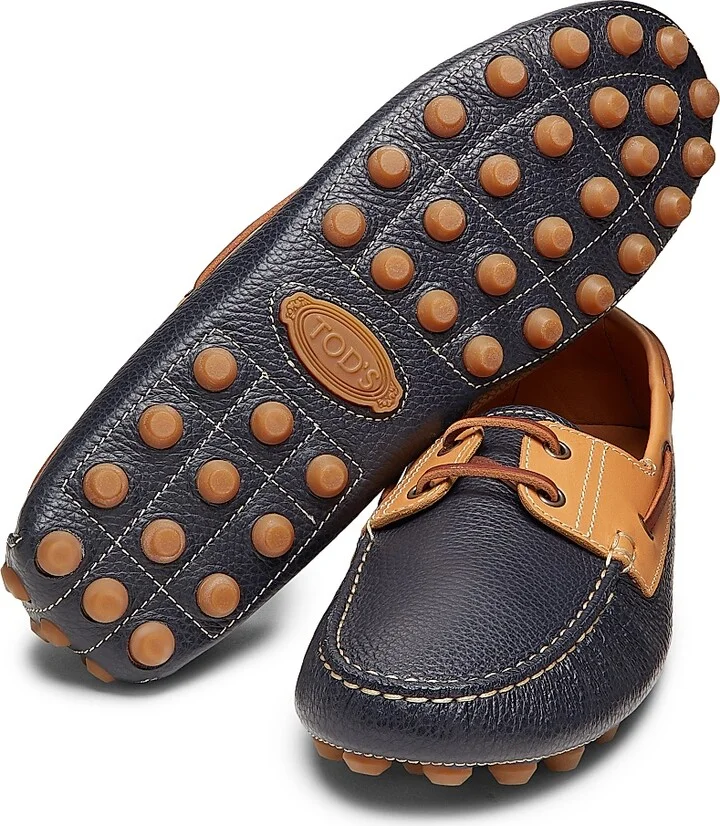 Men's Gommino Bubble Leather Boat Shoes - Blue - Size 6 - Image 5