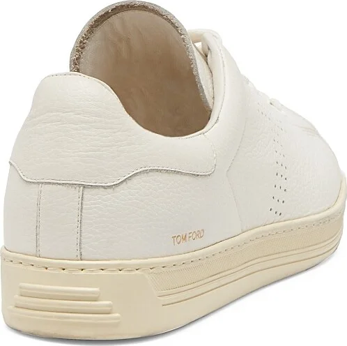 Men's Grain Leather Low-Top Sneakers - Butter Cream - Size 7 - Image 3