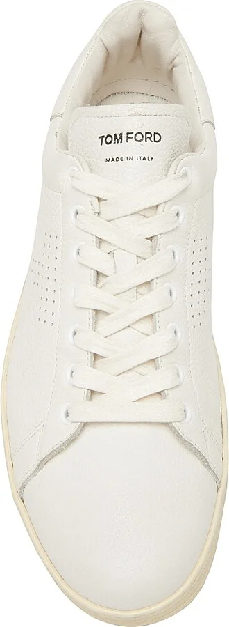 Men's Grain Leather Low-Top Sneakers - Butter Cream - Size 7 - Image 5