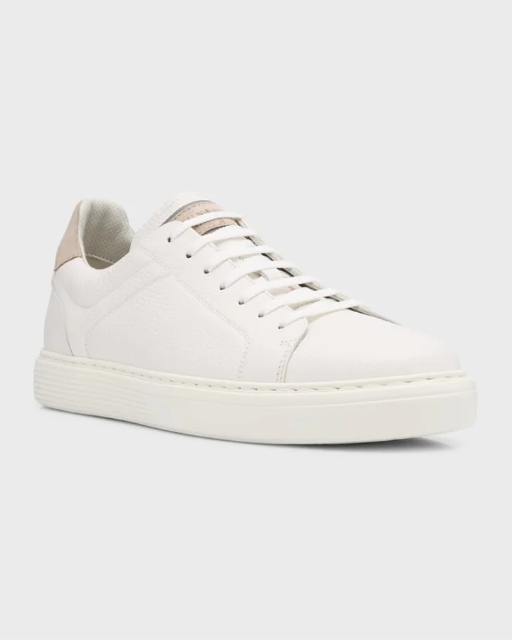 Men's Grained Calfskin Low-Top Sneakers - Image 2
