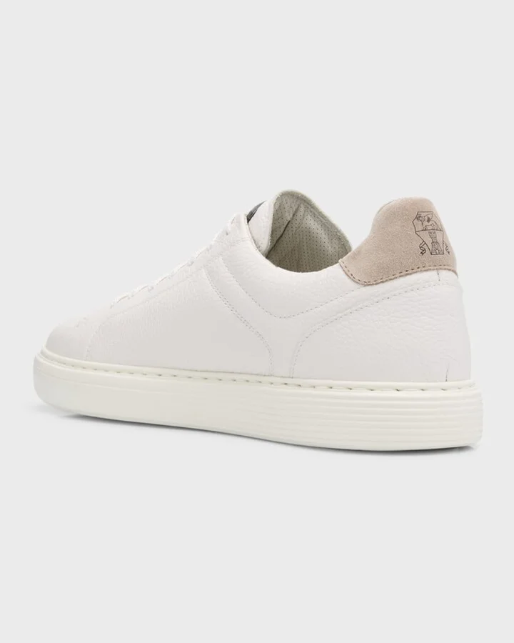 Men's Grained Calfskin Low-Top Sneakers - Image 3