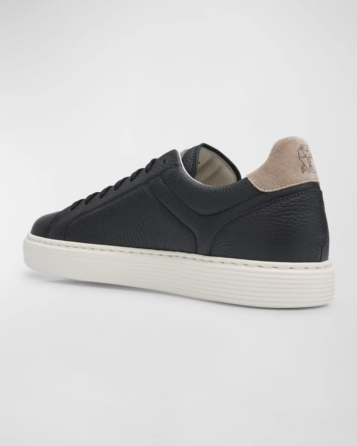 Men's Grained Calfskin Low-Top Sneakers - Image 9