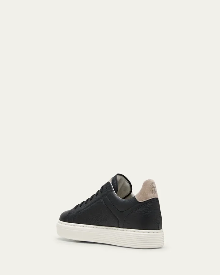 Men's Grained Calfskin Low-Top Sneakers - Image 5