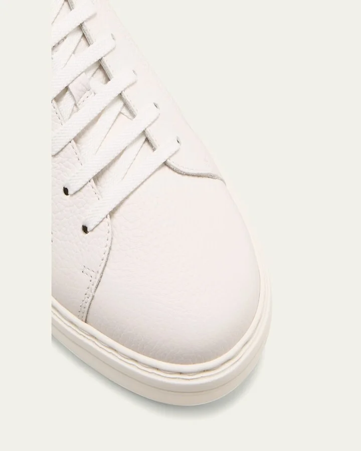 Men's Grained Calfskin Low-Top Sneakers - Image 10
