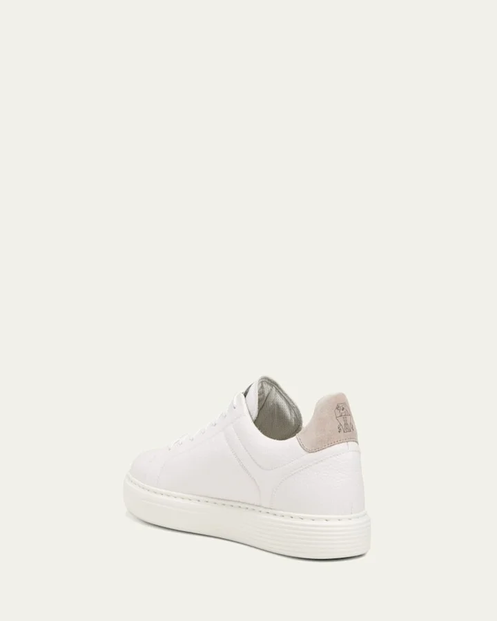 Men's Grained Calfskin Low-Top Sneakers - Image 11