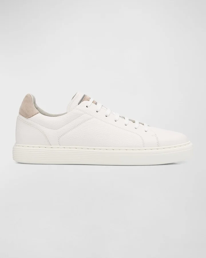Men's Grained Calfskin Low-Top Sneakers