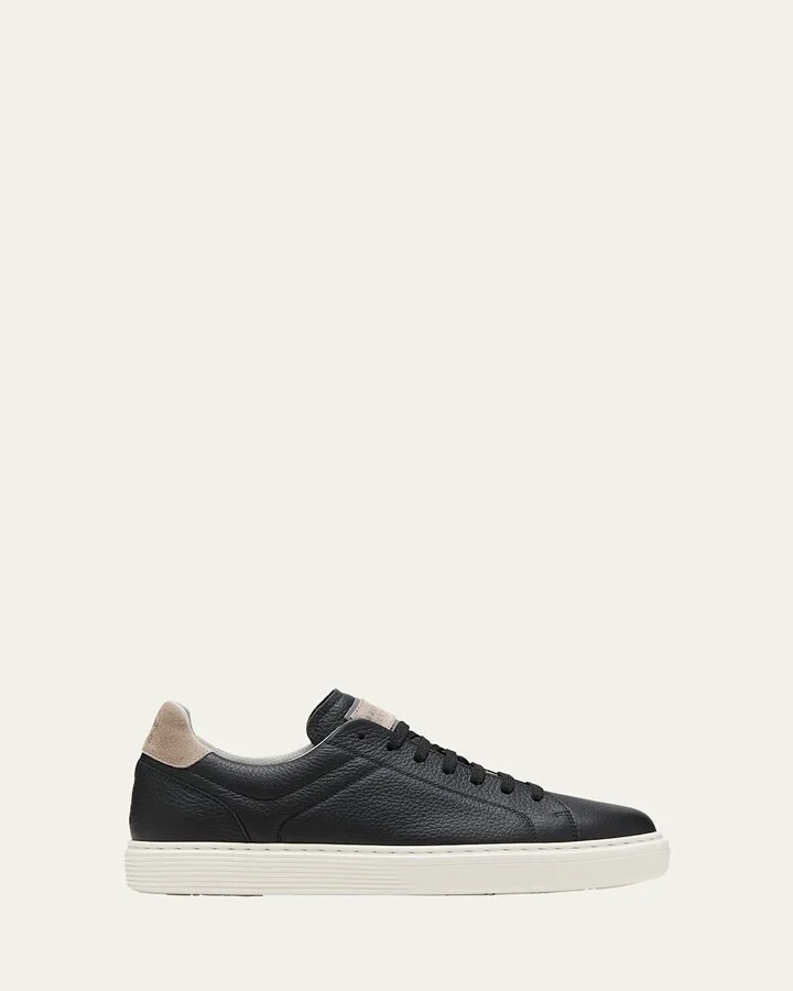 Men's Grained Calfskin Low-Top Sneakers