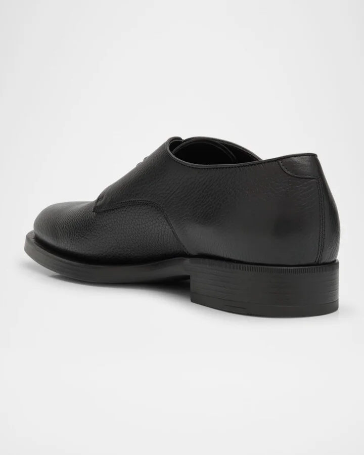 Men's Grained Leather Derby Shoes - Image 6