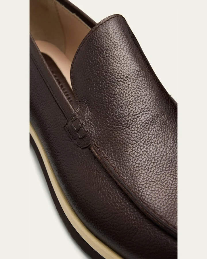 Men's Grained Leather EVA-Sole Venetian Loafers - Image 2