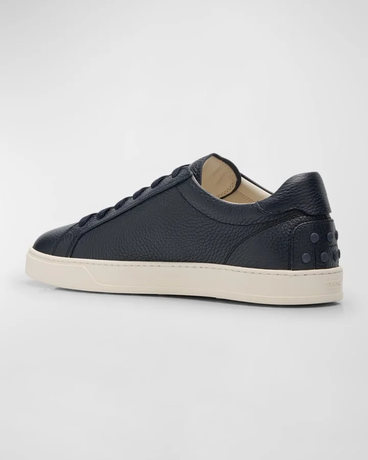 Men's Grained Leather Low-Top Sneakers - Image 7