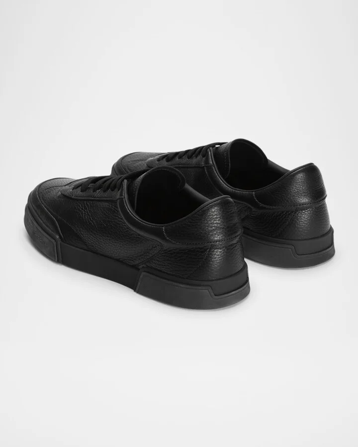 Men's Grained Leather Low-Top Sneakers - Image 2