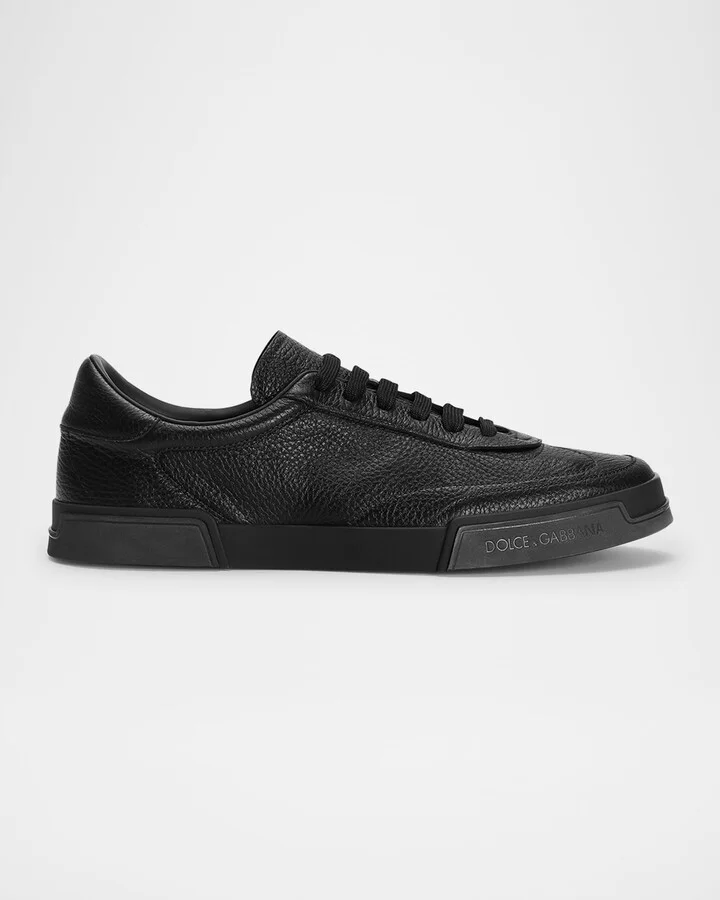 Men's Grained Leather Low-Top Sneakers