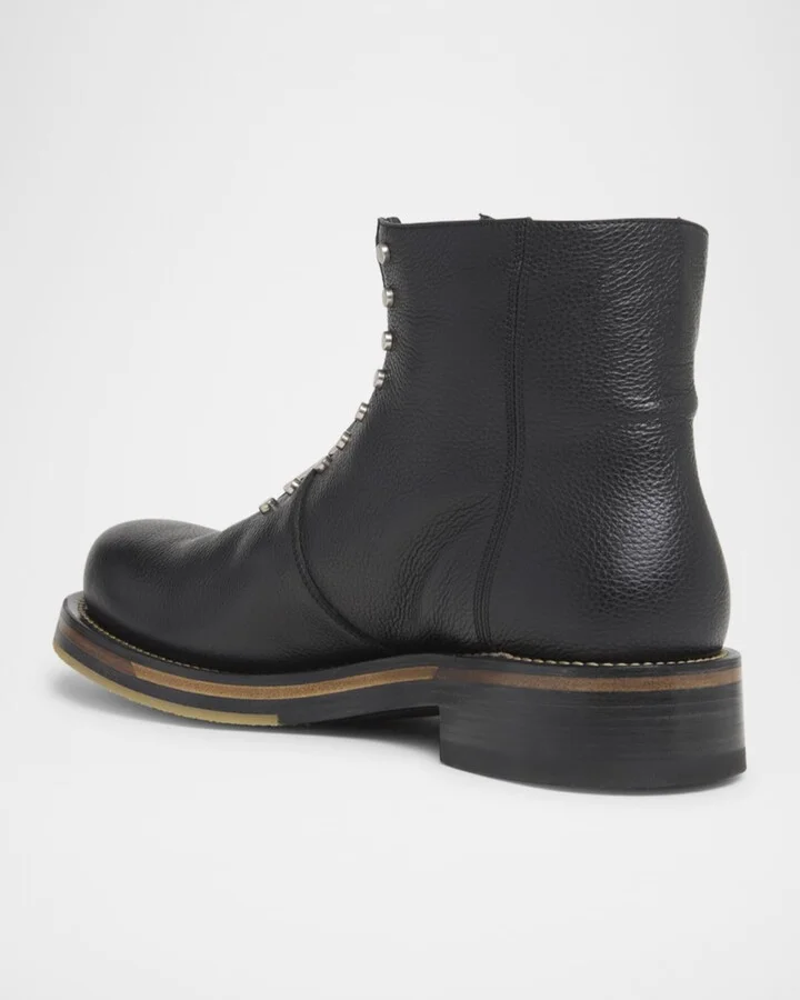 Men's Grained Leather Zip-Up Boots - Image 3