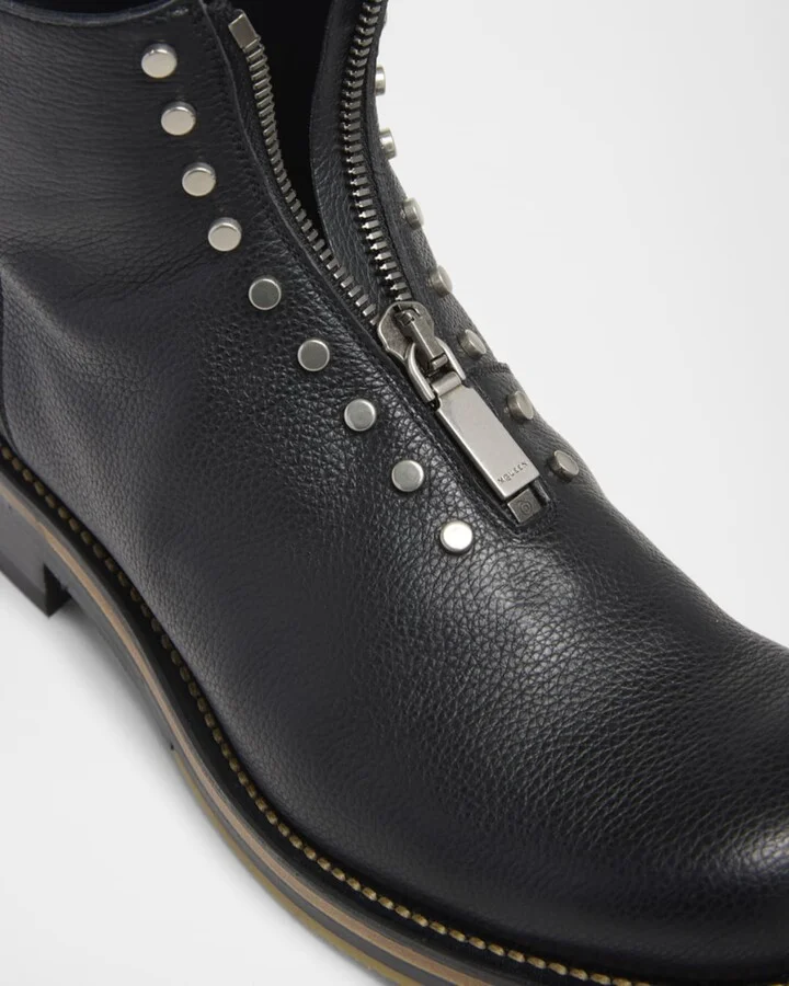 Men's Grained Leather Zip-Up Boots - Image 5