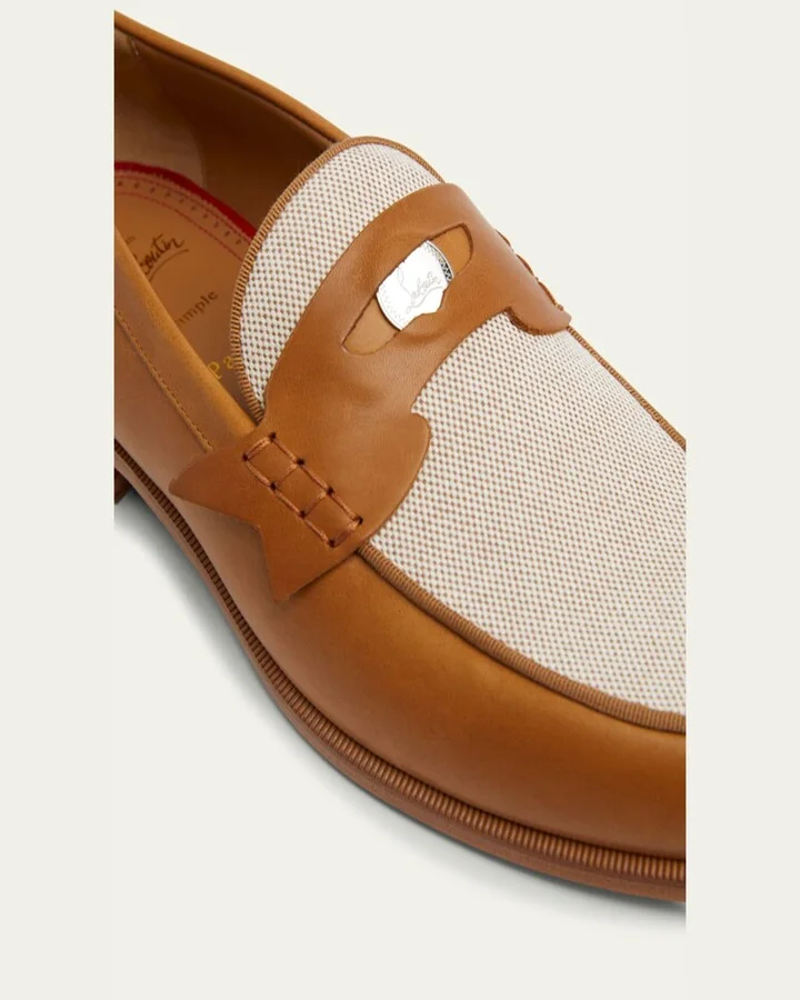 Men's Granariso Leather and Canvas Penny Loafers - Image 2