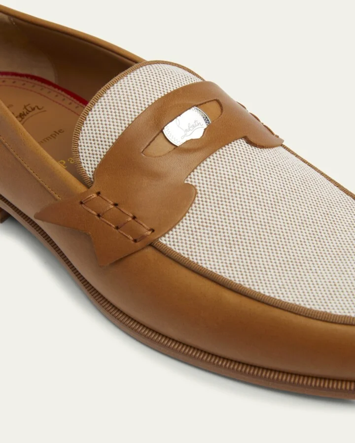 Men's Granariso Leather and Canvas Penny Loafers - Image 4