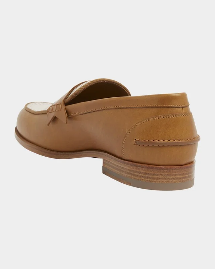 Men's Granariso Leather and Canvas Penny Loafers - Image 5