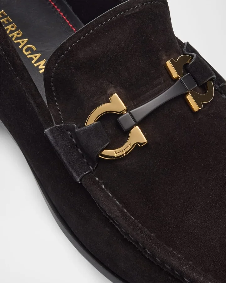 Men's Grandioso 2 Suede Gancini Bit Loafers - Image 2