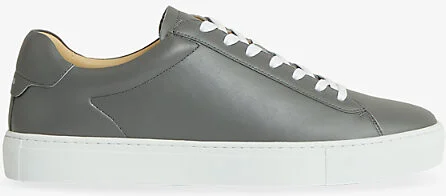 Mens Graphite Grey Finley Leather Low-Top Trainers Eur 43 / 9 Uk Men
