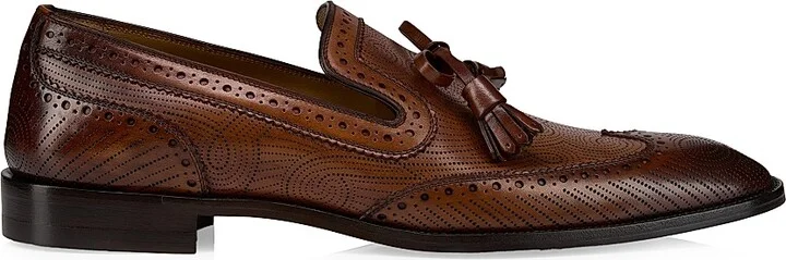 Men's Grave Moc Patinated Leather Loafers - Havane - Size 7.5