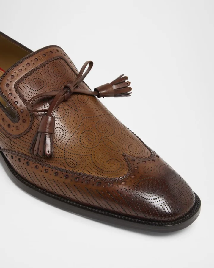 Men's Grave Patterned Leather Loafers - Image 2