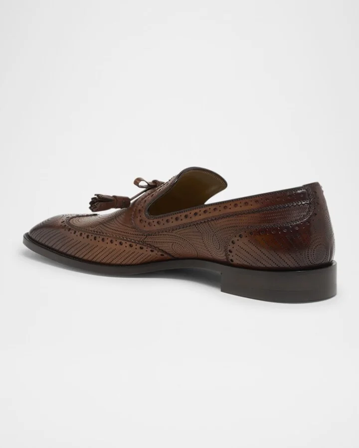 Men's Grave Patterned Leather Loafers - Image 4