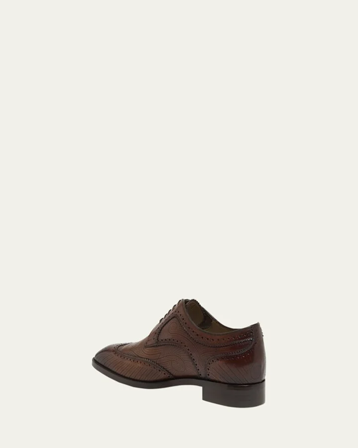 Men's Grave Wingtip Brogue Leather Derby Shoes - Image 3