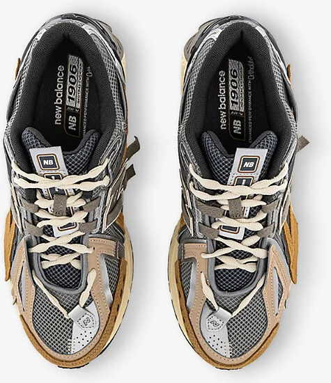Mens Great Plains Khaki 1906A Mesh and Suede Low-Top Trainers 12.5 - Image 2