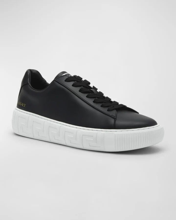 Men's Greca Leather Low-Top Sneakers - Image 3