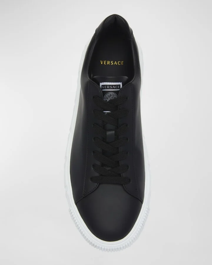 Men's Greca Leather Low-Top Sneakers - Image 4