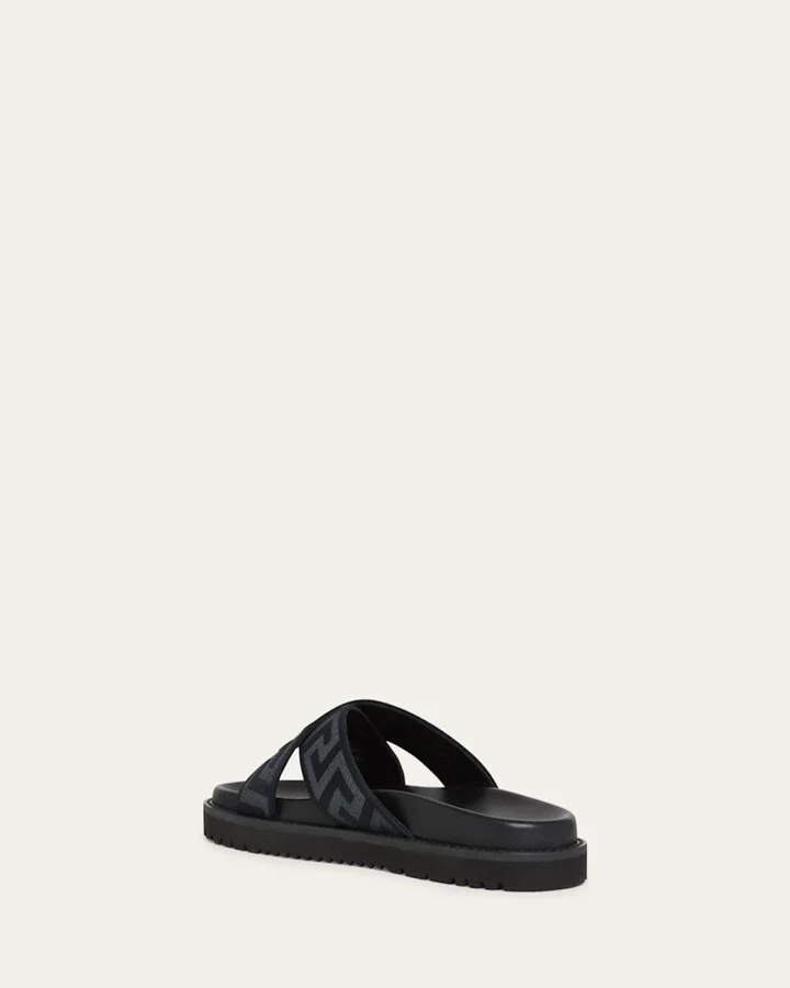 Men's Greek Key Crisscross Slide Sandals - Image 4