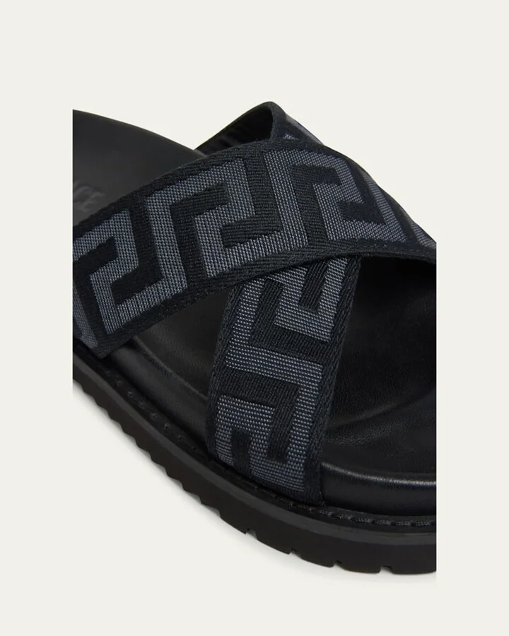Men's Greek Key Crisscross Slide Sandals - Image 7