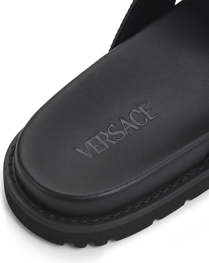 Men's Greek Key Strap Flat Sandals - Black Anthracite - Size 6 - Image 5
