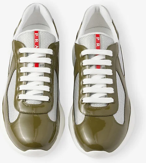 Mens Green America's Cup Patent-Leather Low-Top Trainers Eur 41 / 7 Uk Men - Image 2