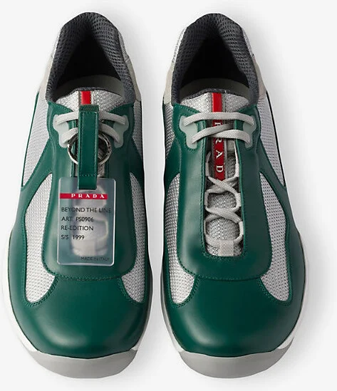 Mens Green America's Cup Ring-Embellished Leather and Mesh Low-Top Trainers 15 - Image 2