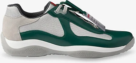 Mens Green America's Cup Ring-Embellished Leather and Mesh Low-Top Trainers 15
